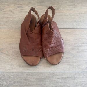 Miz Mooz Leather Side-Zip Sandals Darcie Brown -10.5 - 11